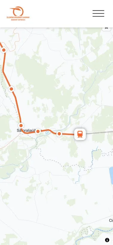 Aplikácia WiFi pripojenia vo vlaku — uvítacia obrazovka portálu